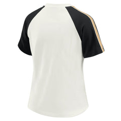 WEAR by Erin Andrews Women's Sleeve Stripe Distressed Raglan T-Shirt - New Orleans Saints T-shirts