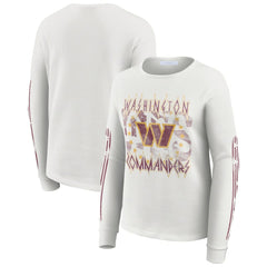 WEAR by Erin Andrews Women's Graphic Waffle Long-Sleeve T-Shirt - Washington Commanders T-shirts