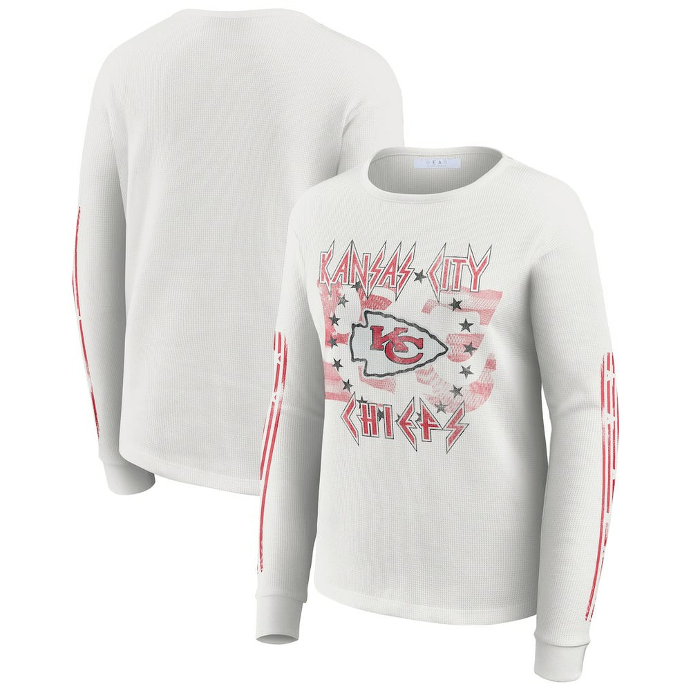 WEAR by Erin Andrews Women's Graphic Waffle Long-Sleeve T-Shirt - Kansas City Chiefs T-shirts