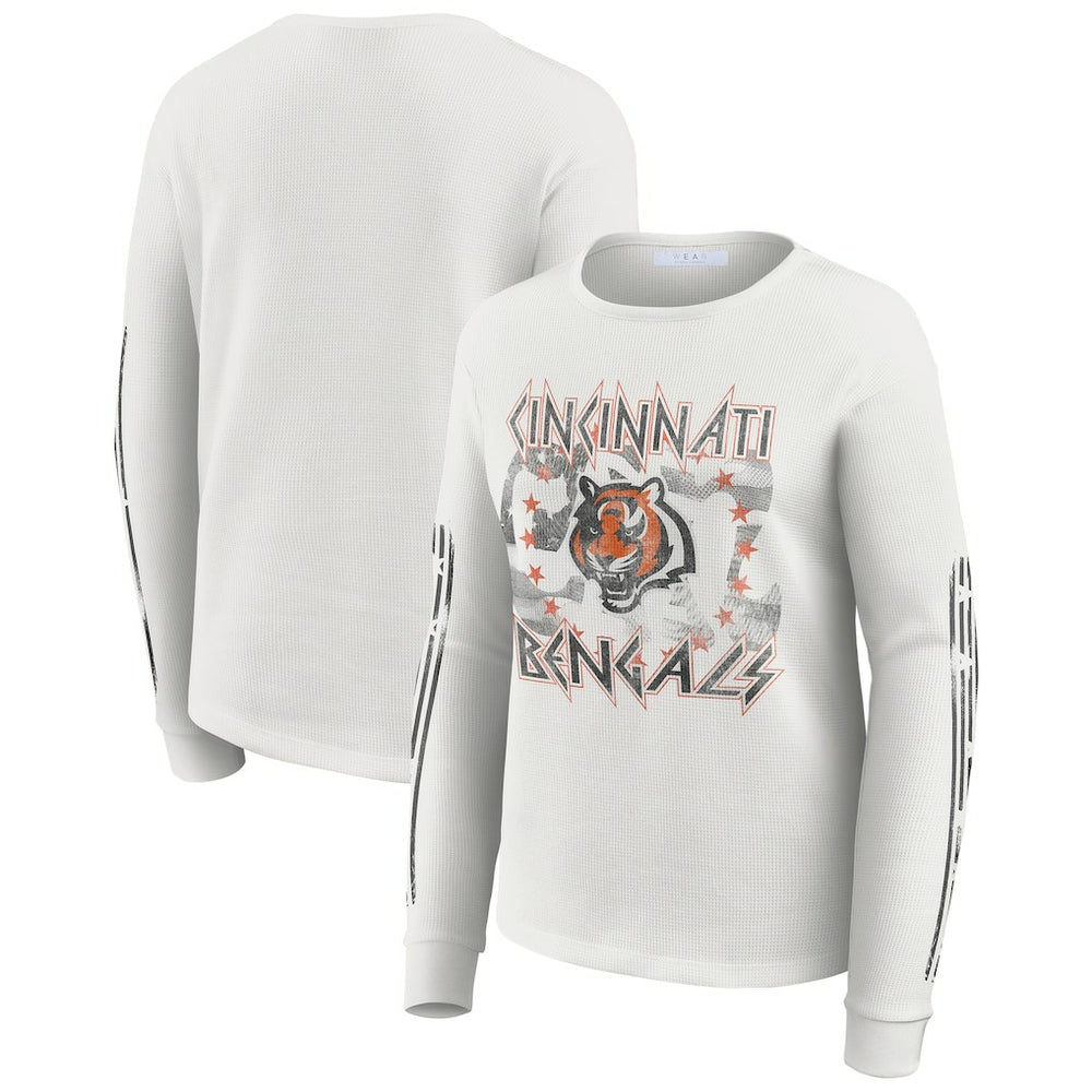 WEAR by Erin Andrews Women's Graphic Waffle Long-Sleeve T-Shirt - Cincinnati Bengals T-shirts