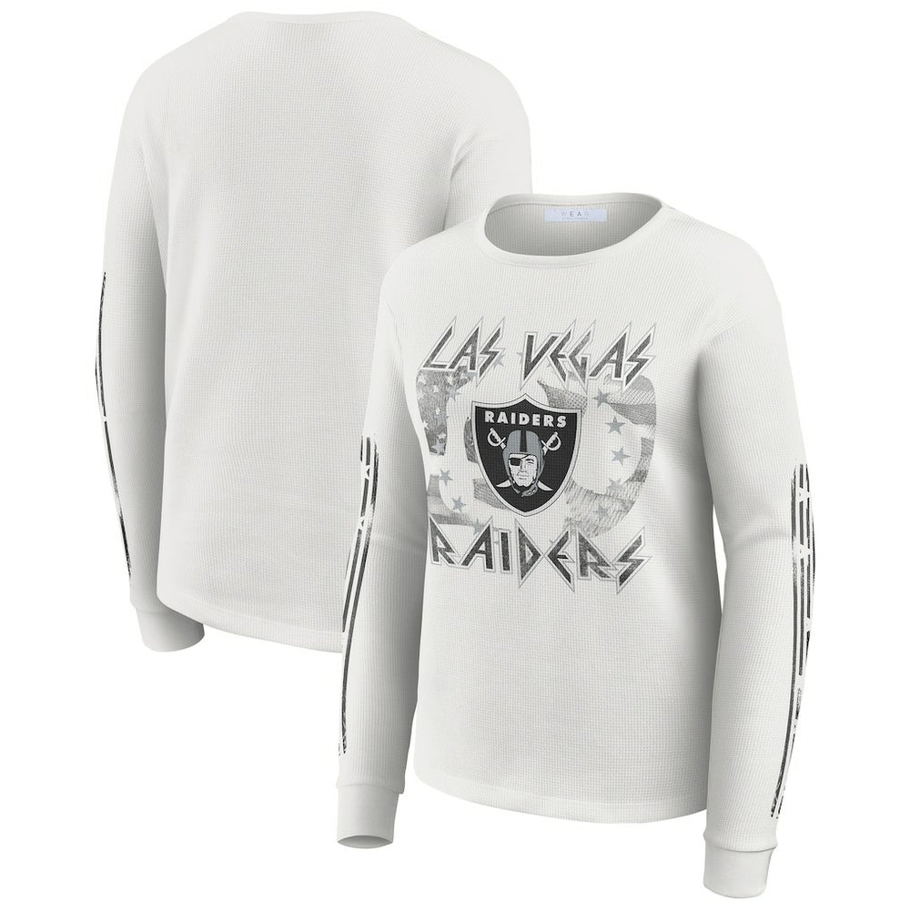 WEAR by Erin Andrews Women's Graphic Waffle Long-Sleeve T-Shirt - Las Vegas Raiders T-shirts