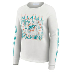 WEAR by Erin Andrews Women's Graphic Waffle Long-Sleeve T-Shirt - Miami Dolphins T-shirts