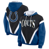 WEAR by Erin Andrews Women's Plus Size Retro Crinkle Full-Zip Hoodie Windbreaker Jacket - Indianapolis Colts Hoodies