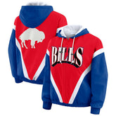WEAR by Erin Andrews Women's Plus Size Retro Crinkle Full-Zip Hoodie Windbreaker Jacket - Buffalo Bills Hoodies