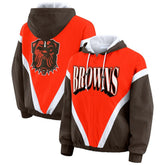 WEAR by Erin Andrews Women's Plus Size Retro Crinkle Full-Zip Hoodie Windbreaker Jacket - Cleveland Browns Hoodies