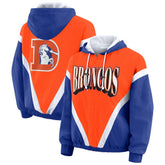 WEAR by Erin Andrews Women's Plus Size Retro Crinkle Full-Zip Hoodie Windbreaker Jacket - Denver Broncos Hoodies