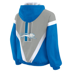 WEAR by Erin Andrews Women's Plus Size Retro Crinkle Full-Zip Hoodie Windbreaker Jacket - Detroit Lions Hoodies