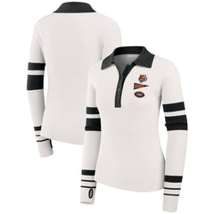 WEAR by Erin Andrews Women's Ribbed Henley Polo Sweater - Cincinnati Bengals