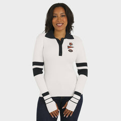 WEAR by Erin Andrews Women's Ribbed Henley Polo Sweater - Cincinnati Bengals