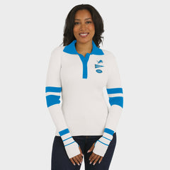 WEAR by Erin Andrews Women's Ribbed Henley Polo Sweater - Detroit Lions