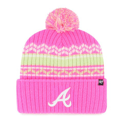 Pink Atlanta Braves '47 Youth Polar Vortex Cuffed Knit Hat with Pom
