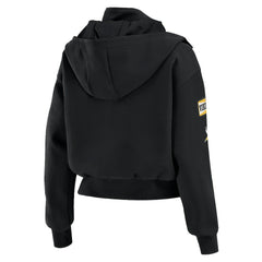 WEAR by Erin Andrews Women's Tri-Blend Patch Pocket Cropped Full-Zip Bomber Hoodie Jacket - Minnesota Vikings Hoodies