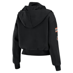 WEAR by Erin Andrews Women's Tri-Blend Patch Pocket Cropped Full-Zip Bomber Hoodie Jacket - Cincinnati Bengals Hoodies