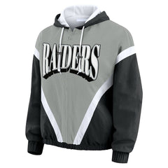 WEAR by Erin Andrews Women's Retro Crinkle Full-Zip Hoodie Windbreaker - Las Vegas Raiders Hoodies