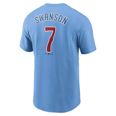 Light Blue Dansby Swanson Chicago Cubs Nike Fuse Name & Number T-Shirt