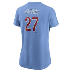 Light Blue Seiya Suzuki Chicago Cubs Nike Women's Cooperstown Collection Fuse Name & Number T-Shirt