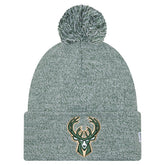 New Era Milwaukee Bucks Marled Cuffed Knit Hat with Pom