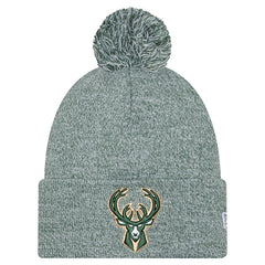 New Era Milwaukee Bucks Marled Cuffed Knit Hat with Pom