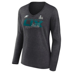 Women's Super Bowl LIX Quick Pass Long Sleeve V-Neck T-Shirt - Philadelphia Eagles T-shirts