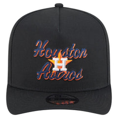 Black Houston Astros New Era Chainstitch 9FIFTY A-Frame Snapback Hat