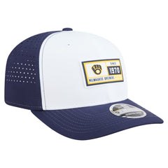 White/Navy Milwaukee Brewers New Era Established Patch 9SEVENTY Adjustable Hat