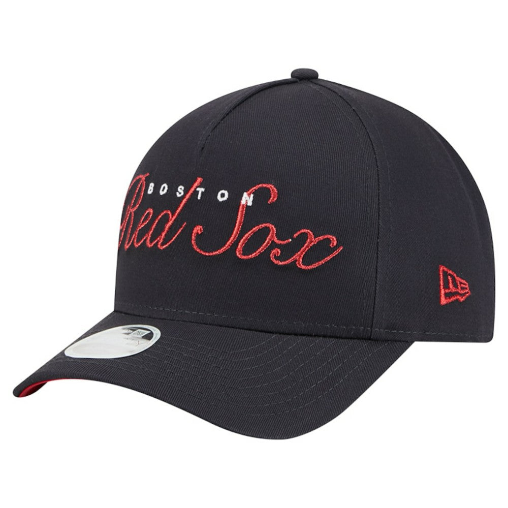 Navy Boston Red Sox New Era Women's Metallic A-Frame 9FORTY Adjustable Hat
