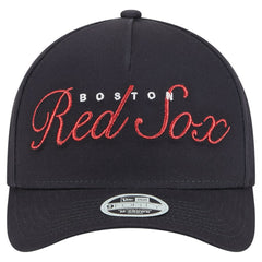 Navy Boston Red Sox New Era Women's Metallic A-Frame 9FORTY Adjustable Hat