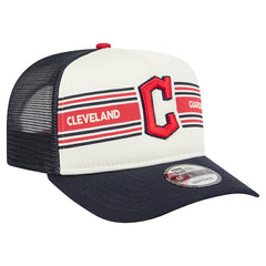 Cream/Navy Cleveland Guardians New Era Banner A-Frame 9FIFTY Trucker Snapback Hat