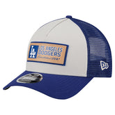 Stone/Royal Los Angeles Dodgers New Era Text A-Frame Trucker 9FORTY Hat
