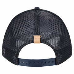 Stone/Navy New York Yankees New Era Text A-Frame Trucker 9FORTY Hat