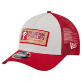 Stone/Red Philadelphia Phillies New Era Text A-Frame Trucker 9FORTY Hat