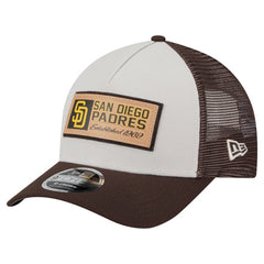 Stone/Brown San Diego Padres New Era Text A-Frame Trucker 9FORTY Hat