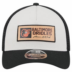 Stone/Black Baltimore Orioles New Era Text A-Frame Trucker 9FORTY Hat