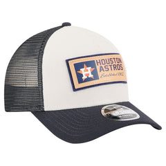 Stone/Navy Houston Astros New Era Text A-Frame Trucker 9FORTY Hat