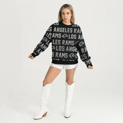 Gameday Couture Women's Oversized Hype Era Rhinestone Text Sweatshirt - Los Angeles Rams Sweatshirts