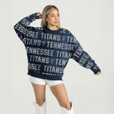 Gameday Couture Women's Oversized Hype Era Rhinestone Text Sweatshirt - Tennessee Titans Sweatshirts