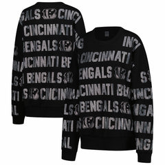 Gameday Couture Women's Oversized Hype Era Rhinestone Text Sweatshirt - Cincinnati Bengals Sweatshirts