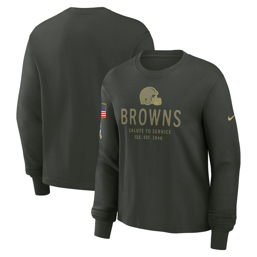 Women's 2025 Salute to Service Sideline Dri-FIT Long Sleeve T-Shirt - Cleveland Browns T-shirts