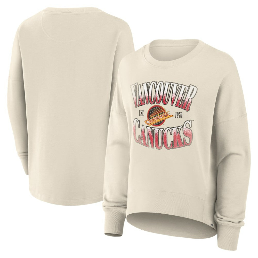 NHL Vancouver Canucks Fanatics Women's Oversized Vintage Slice Pullover Sweatshirt