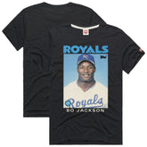 Charcoal Bo Jackson Kansas City Royals Homage 1986 Topps Baseball Card Player T-Shirt