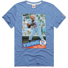 Light Blue Kirby Puckett Minnesota Twins Homage 1985 Topps Baseball Card Player Tri-Blend T-Shirt