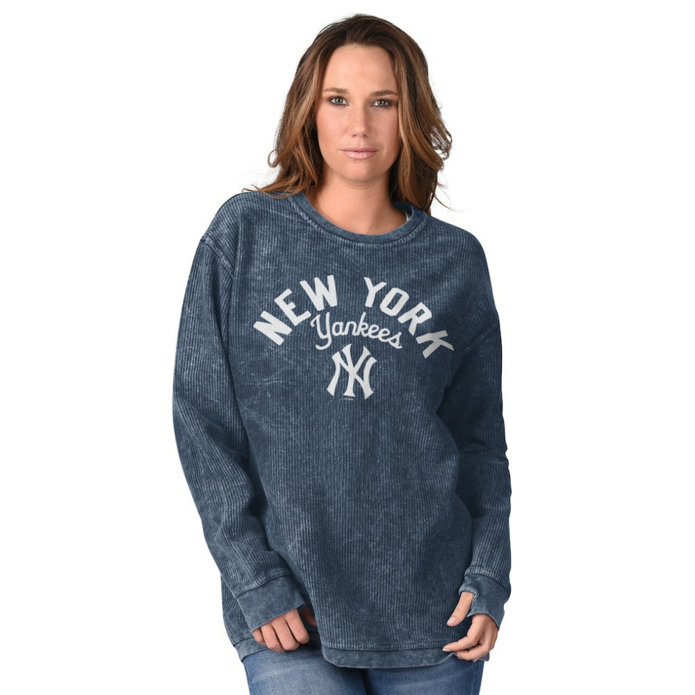 Navy New York Yankees G-III 4Her by Carl Banks Women's Comfy Cord Pullover Sweatshirt