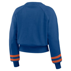 Royal New York Mets WEAR by Erin Andrews Women's Vintage Washed Cropped Pullover Sweatshirt