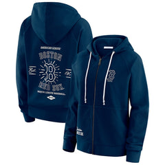 Navy Boston Red Sox WEAR by Erin Andrews Women's Vintage Full-Zip Raglan Hoodie