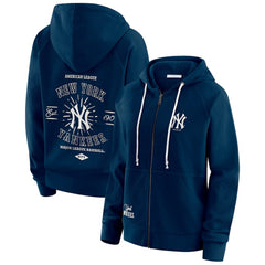 Navy New York Yankees WEAR by Erin Andrews Women's Vintage Full-Zip Raglan Hoodie