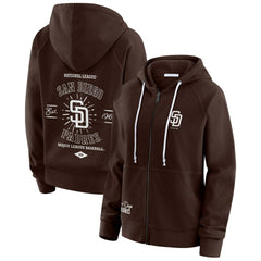 Brown San Diego Padres WEAR by Erin Andrews Women's Vintage Full-Zip Raglan Hoodie