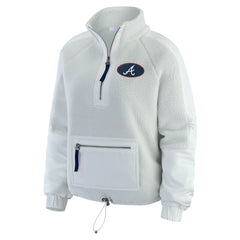 Gray Atlanta Braves WEAR by Erin Andrews Women's Polar Fleece Quarter-Zip Jacket