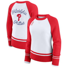 White Philadelphia Phillies WEAR by Erin Andrews Women's Colorblock Raglan Sweater