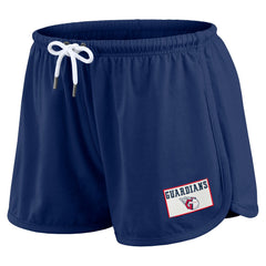 Navy Cleveland Guardians WEAR by Erin Andrews Women's Heavy Rugby Jersey Cropped Long Sleeve T-Shirt & Shorts Lounge Set