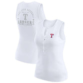 White Texas Rangers WEAR by Erin Andrews Women's Rib-Knit Henley Tank Top